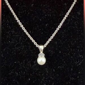 JAMES AVERY Sterling Silver Vintage Drop Pearl Pendant Charm Necklace; RETIRED